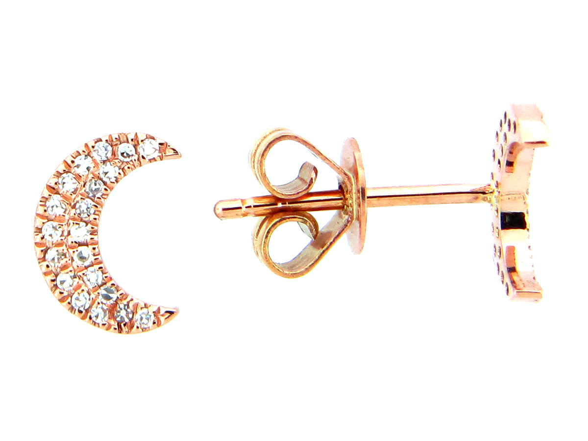 DIAMOND CRESCENT MOON STUD EARRING