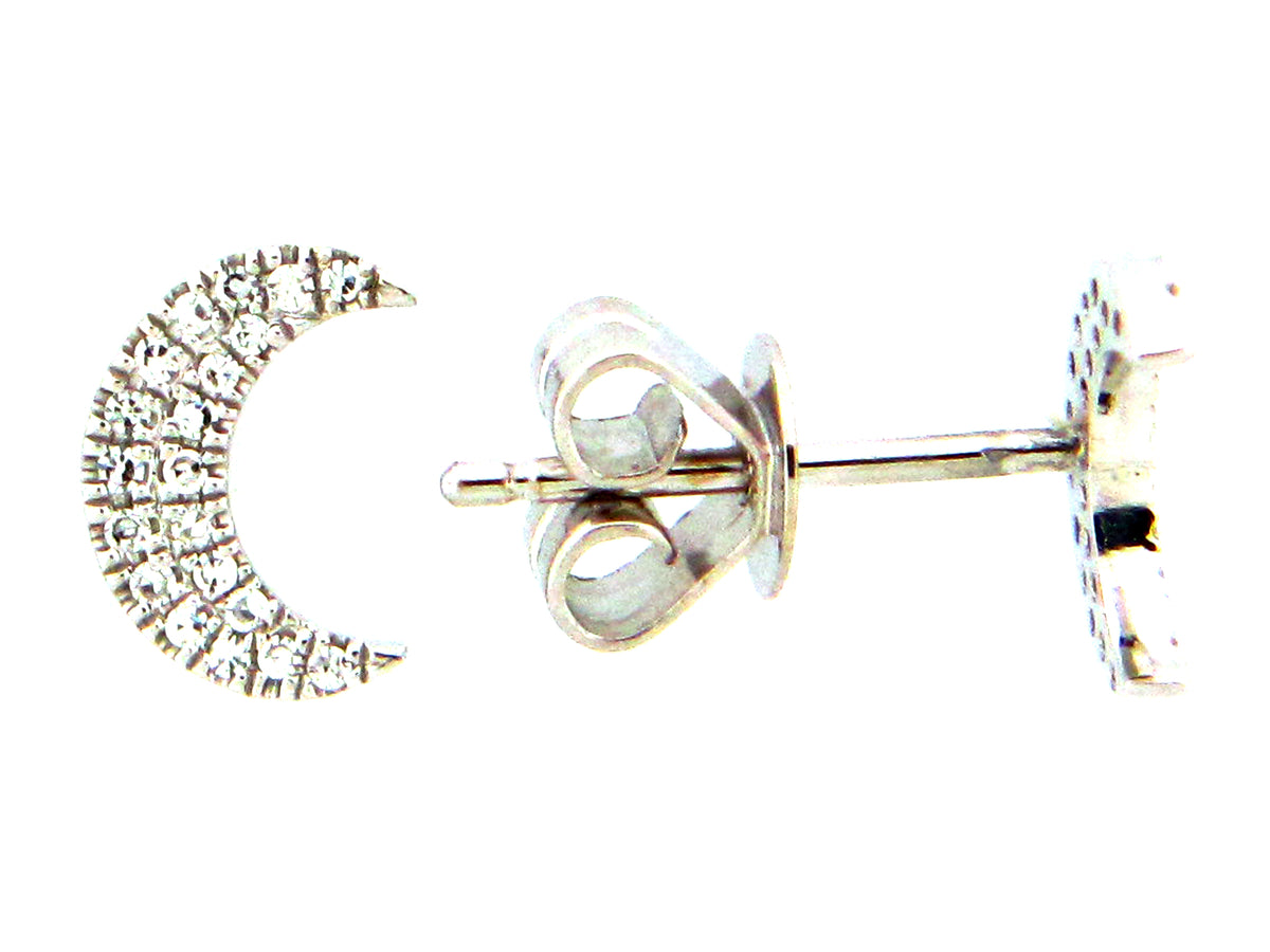 DIAMOND CRESCENT MOON STUD EARRING