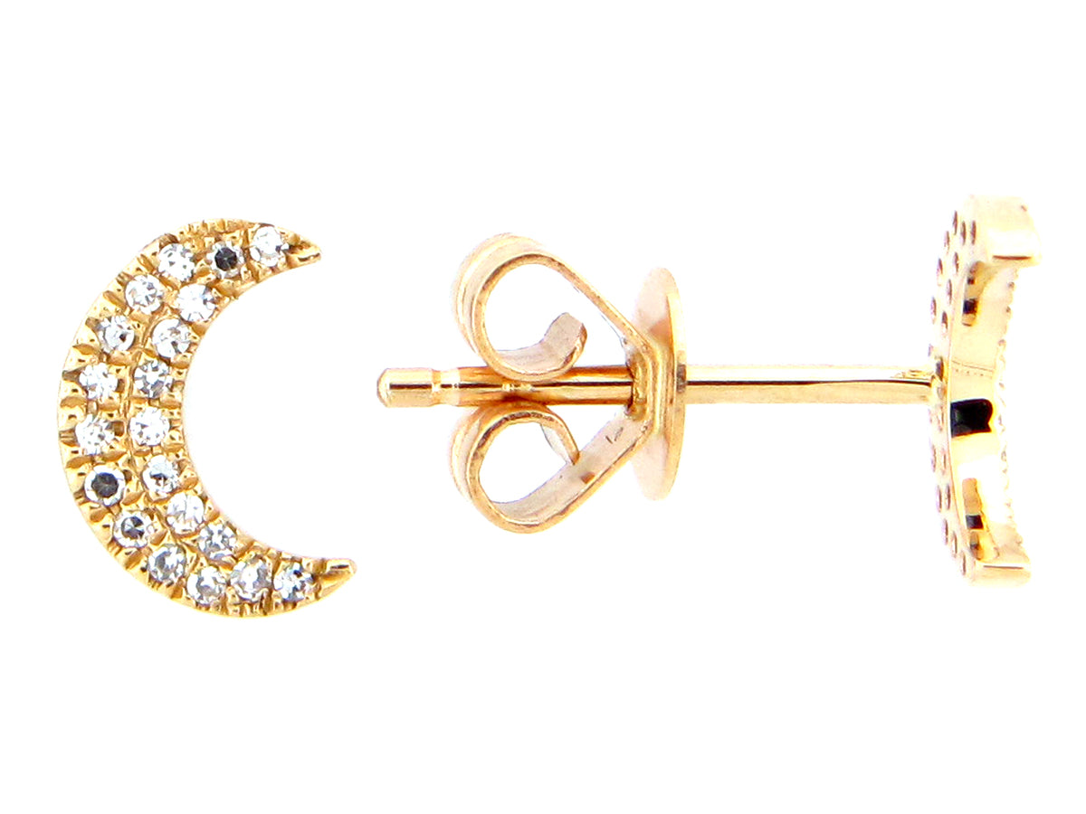DIAMOND CRESCENT MOON STUD EARRING