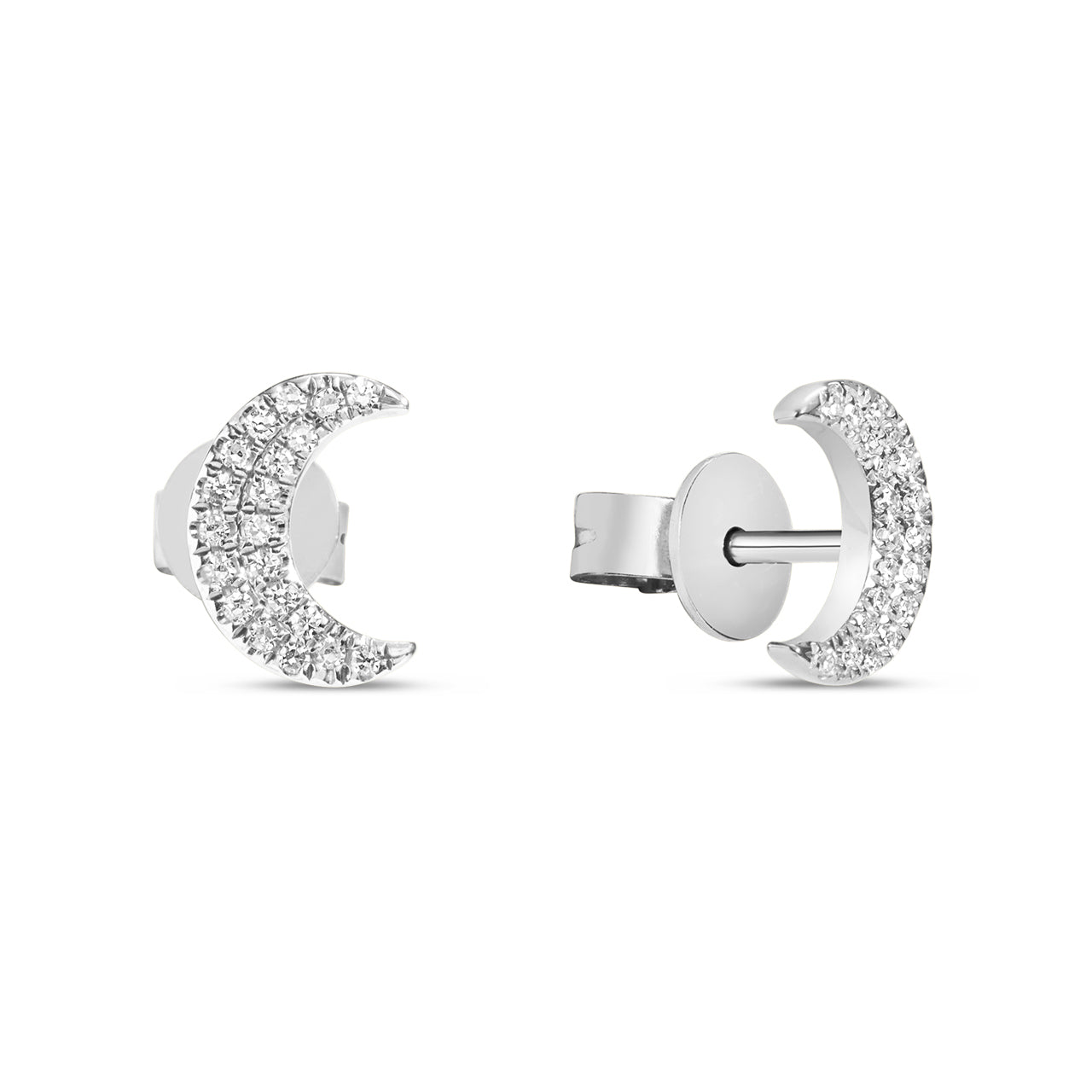 Diamond Crescent Moon Stud Earring