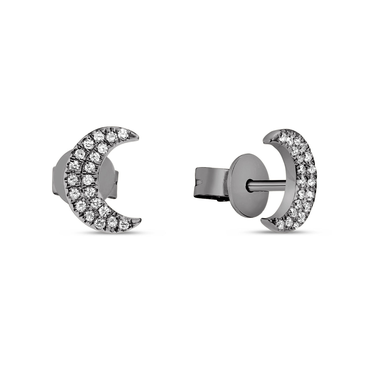 Diamond Crescent Moon Stud Earring
