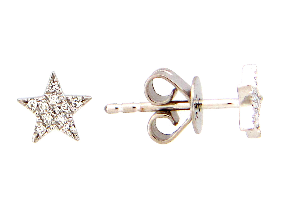 DIAMOND STAR STUD EARRING, 18KW, 6 MM, (N)