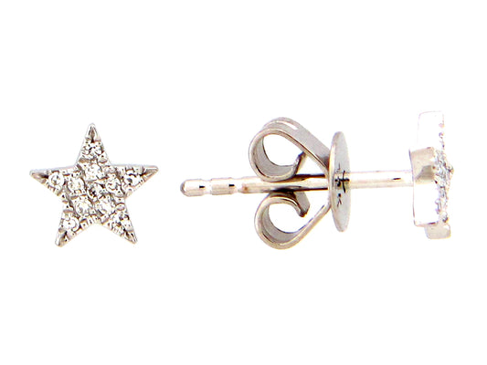 DIAMOND STAR STUD EARRING, 18KW, 6 MM, (N)