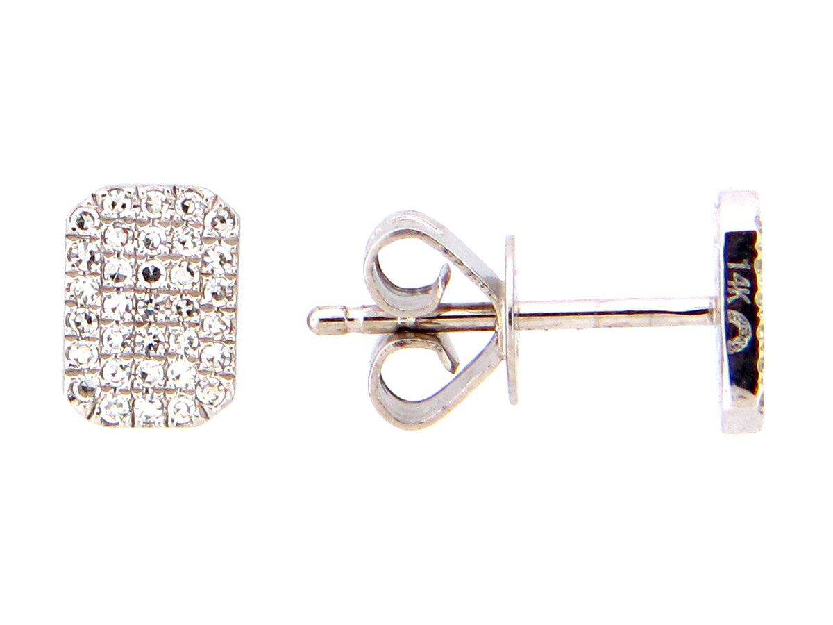 DIAMOND CUSHION RECTANGLE STUD EARRING