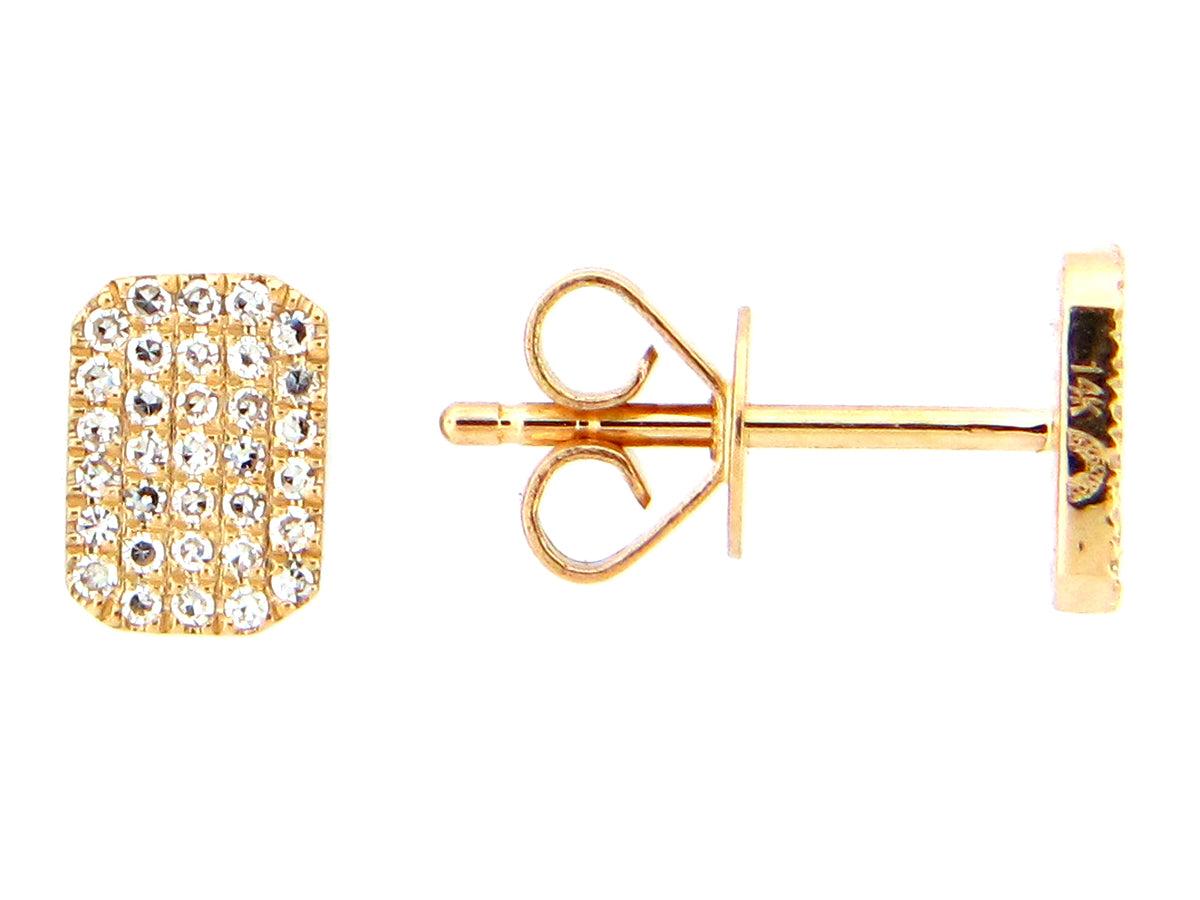 DIAMOND CUSHION RECTANGLE STUD EARRING