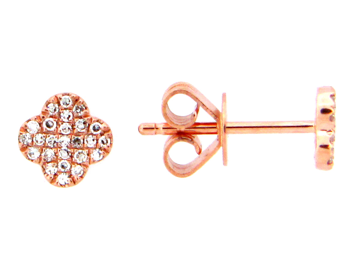 Diamond Clover Stud Earring, 14kr, 6 X 6 Mm Point To Point, (N)