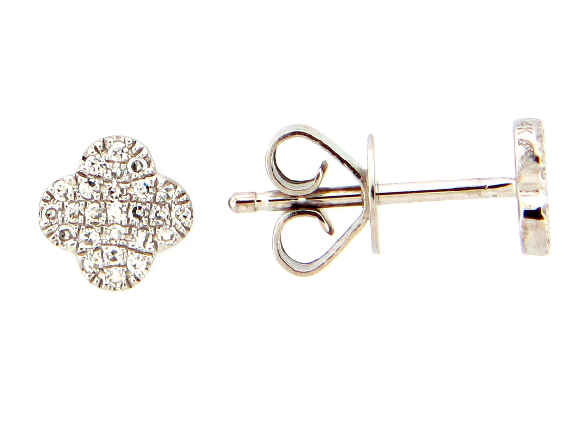 Diamond Clover Stud Earring, 14kw, 6x6 Mm Point To Point (N)