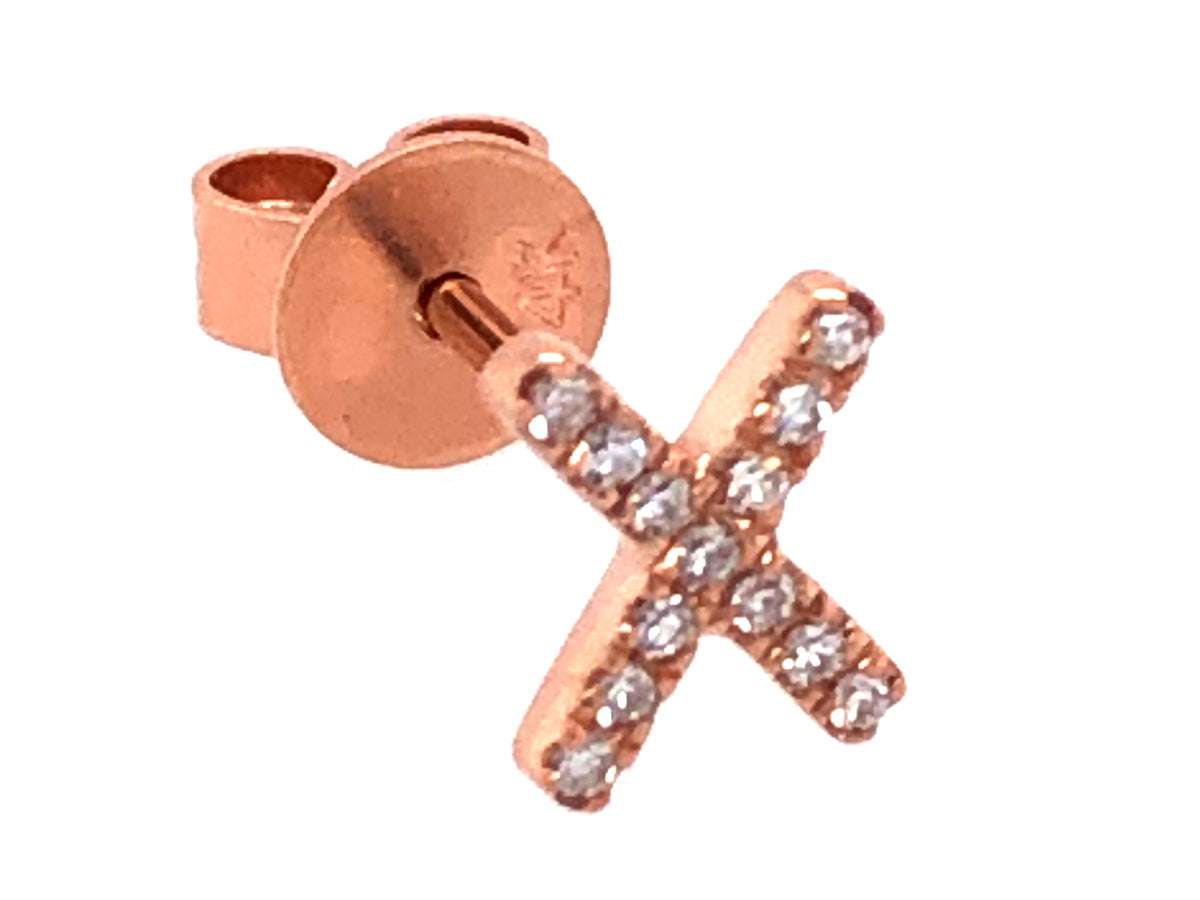 SINGLE DIAMOND X STUD EARRING