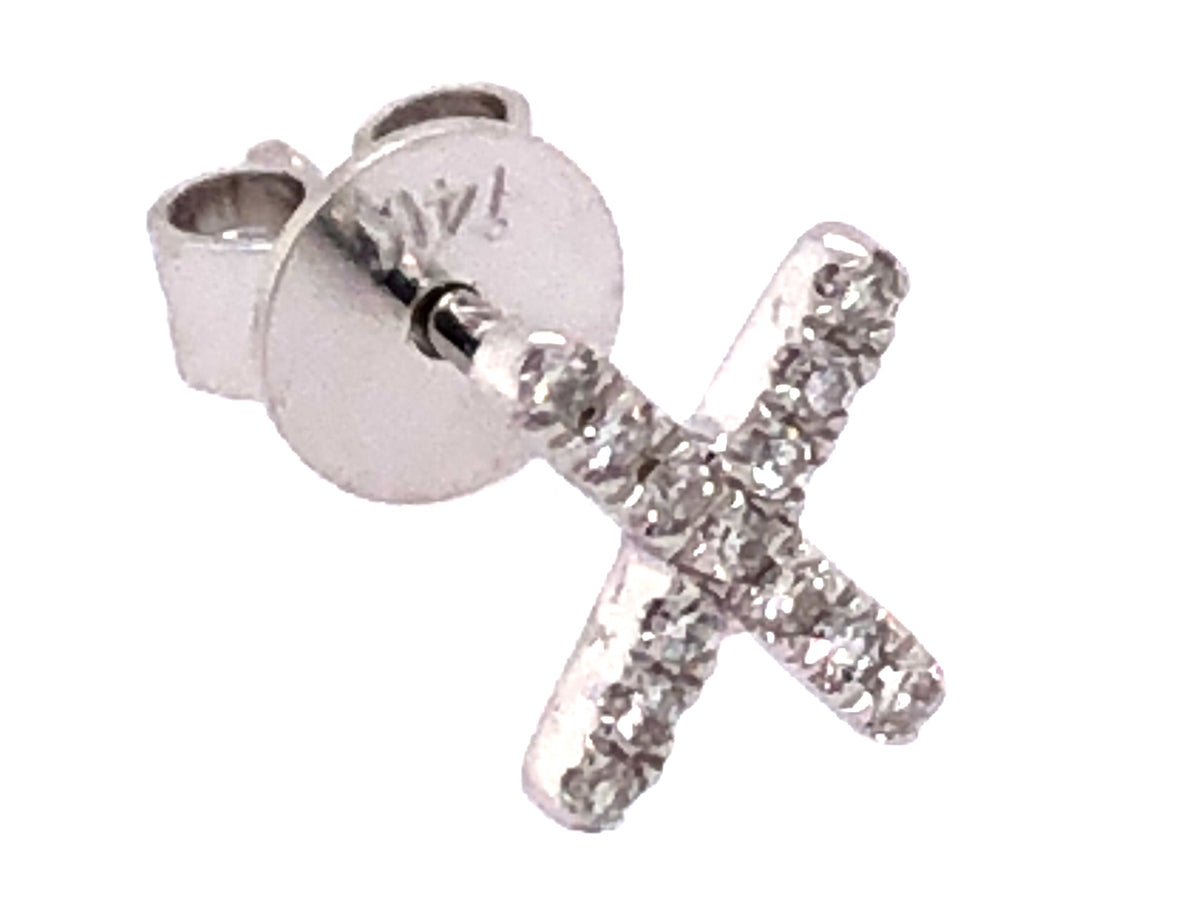 SINGLE DIAMOND X STUD EARRING