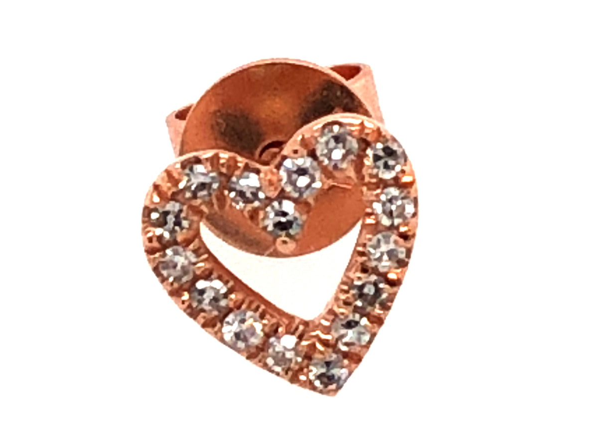 SINGLE DIAMOND HEART OPEN STUD EARRING