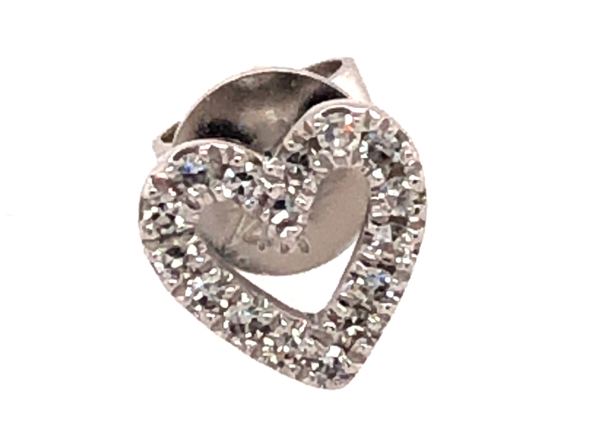 SINGLE DIAMOND HEART OPEN STUD EARRING