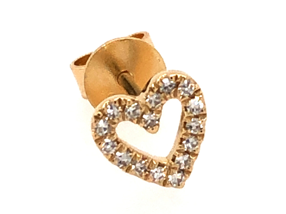 SINGLE DIAMOND HEART OPEN STUD EARRING