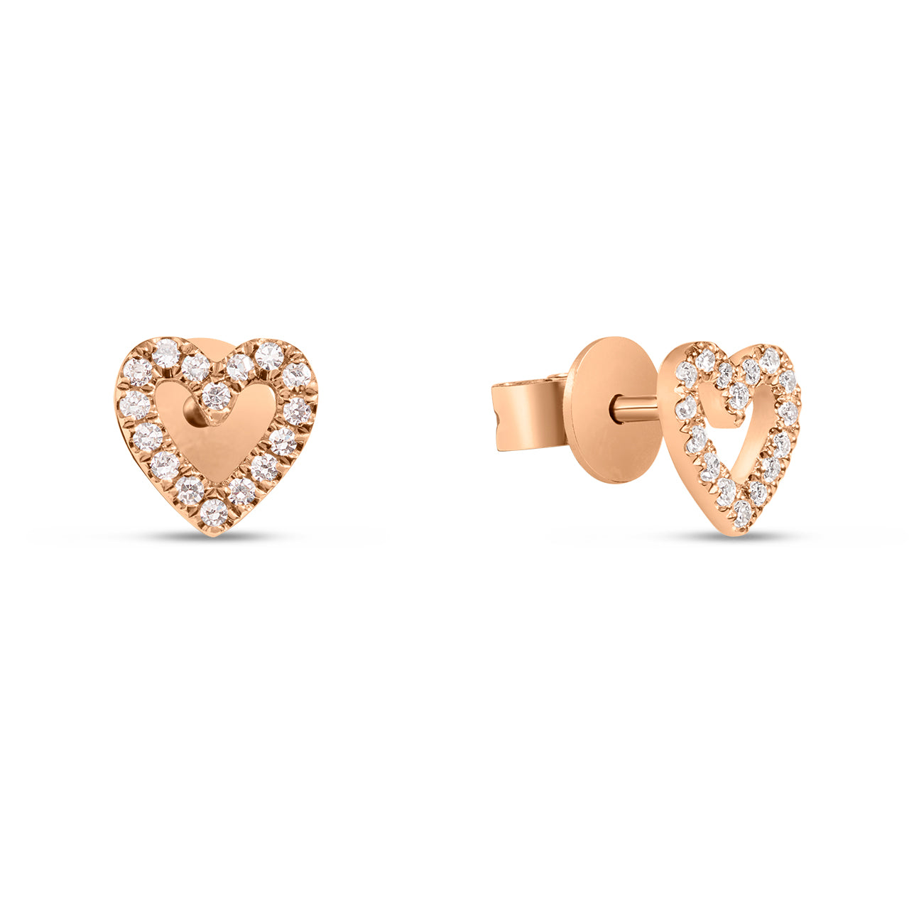 Diamond Open Heart Stud Earring