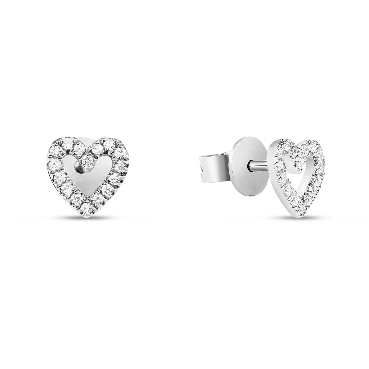 Diamond Open Heart Stud Earring