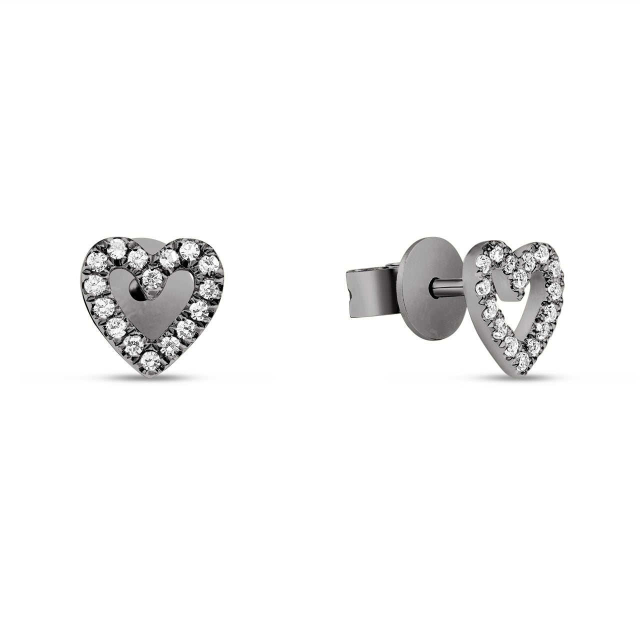 Diamond Open Heart Stud Earring