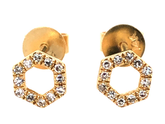 DIAMOND HEXAGON STUD EARRINGS