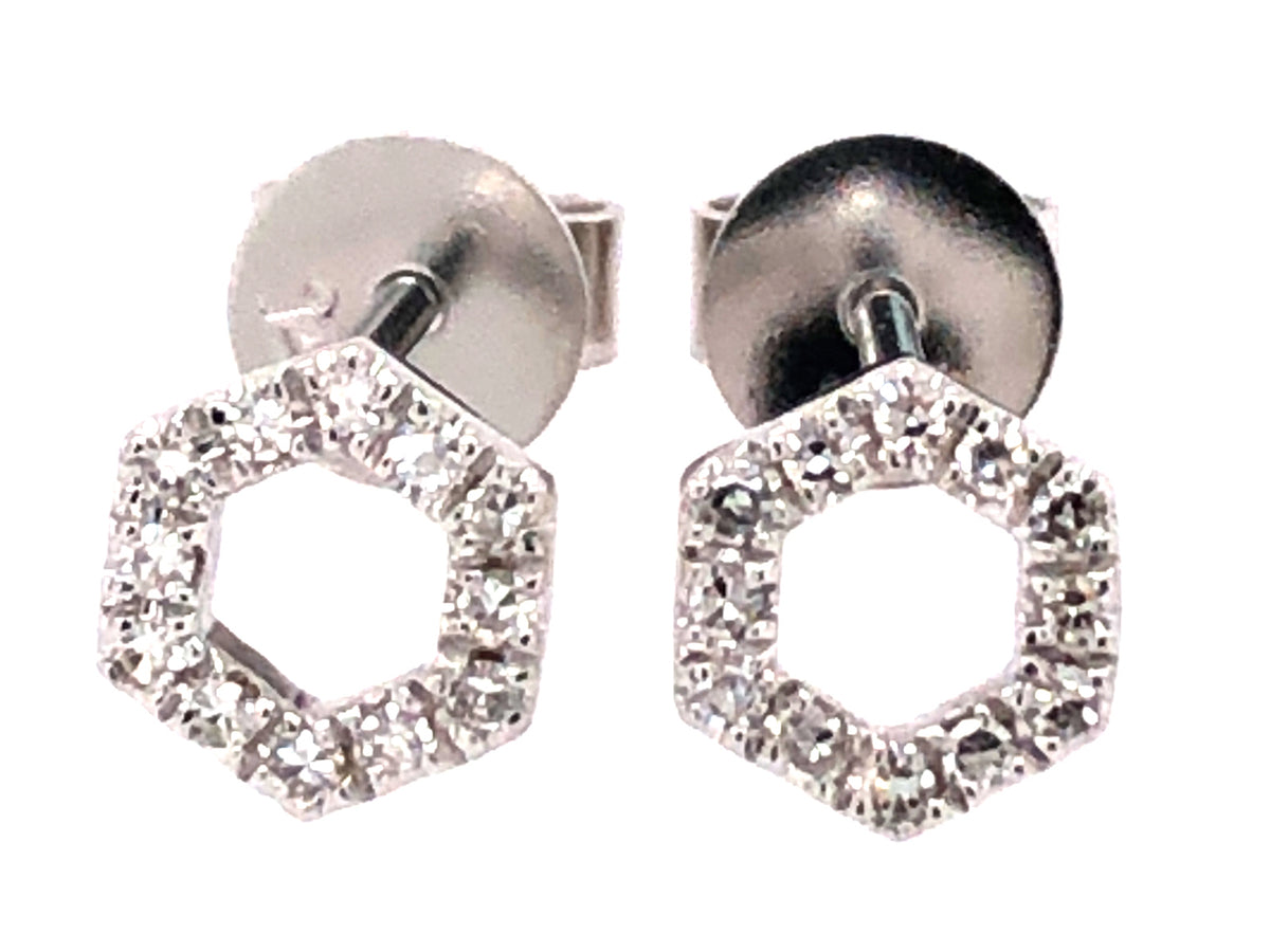 DIAMOND HEXAGON STUD EARRINGS