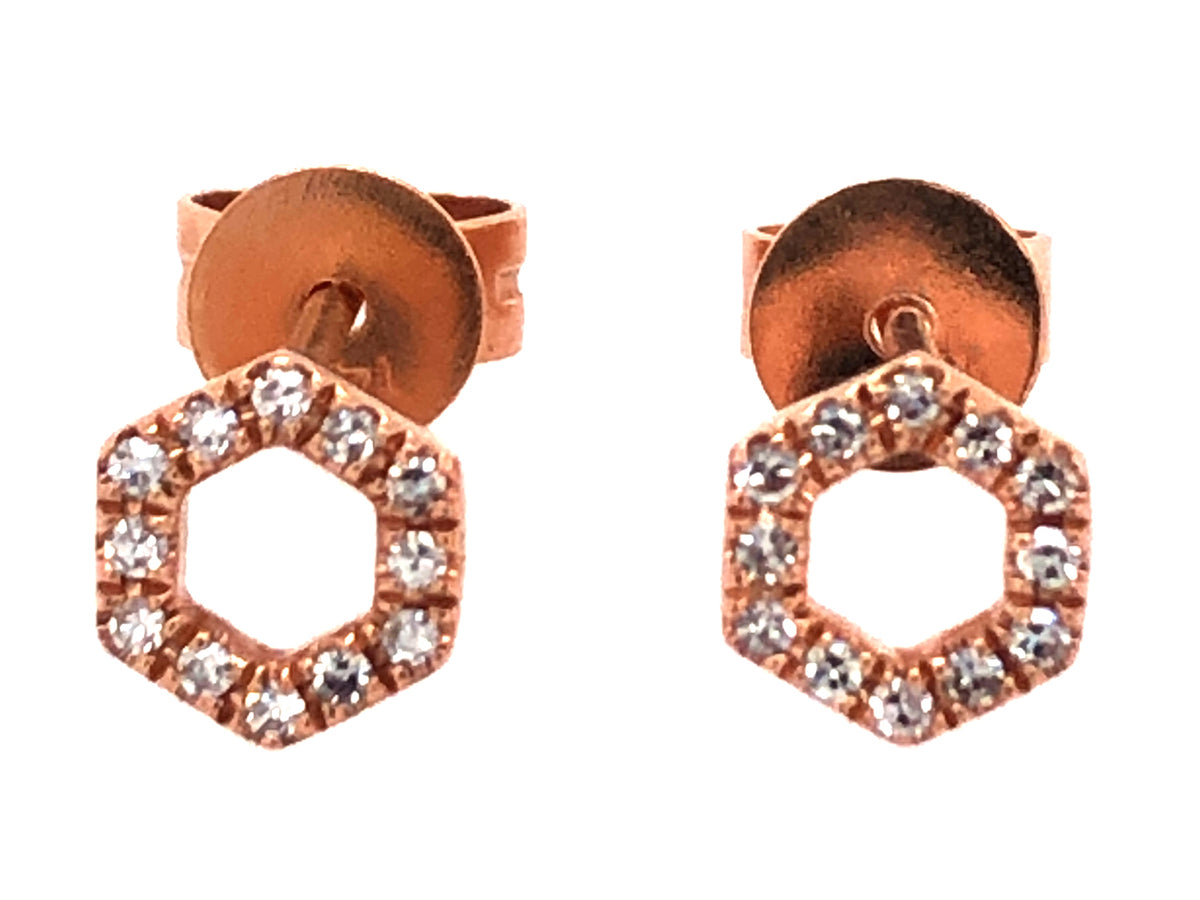 DIAMOND HEXAGON STUD EARRINGS