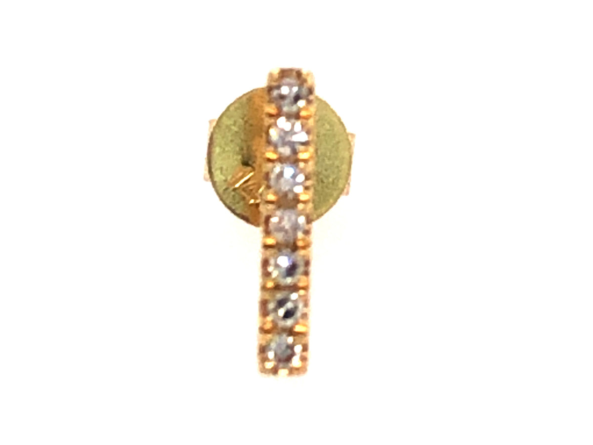 SINGLE DIAMOND BAR STUD EARRING, 14KY (N)