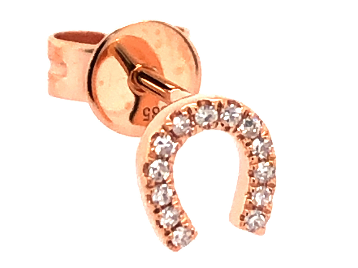 SINGLE DIAMOND HORSESHOE STUD EARRING