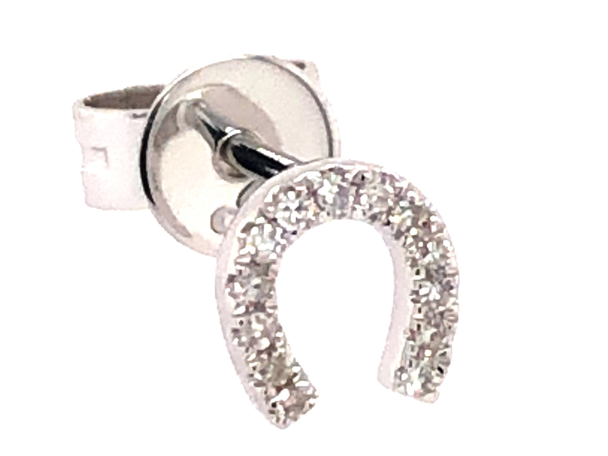 SINGLE DIAMOND HORSESHOE STUD EARRING