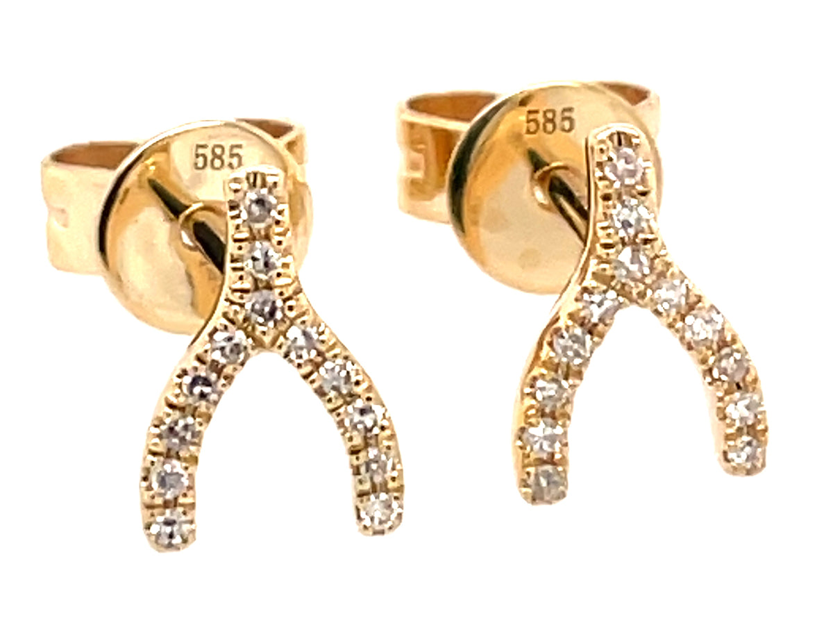 DIAMOND WISHBONE STUD EARRING