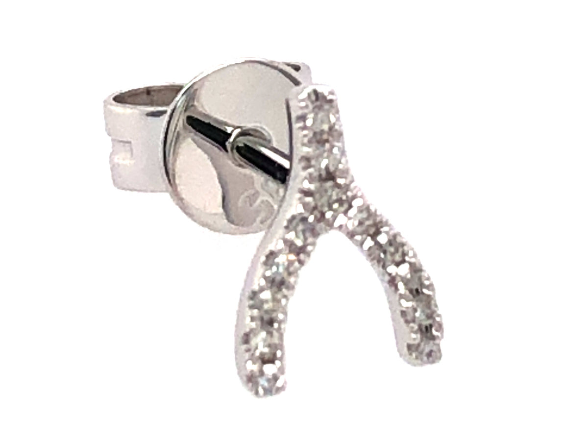 SINGLE DIAMOND WISHBONE STUD EARRING