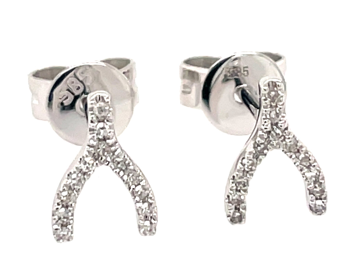 DIAMOND WISHBONE STUD EARRING