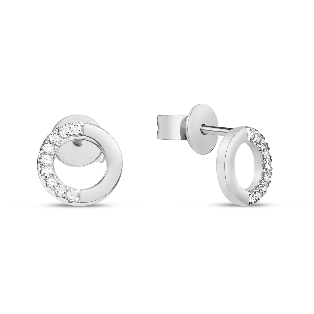 Diamond Open Circle Duet Stud Earring