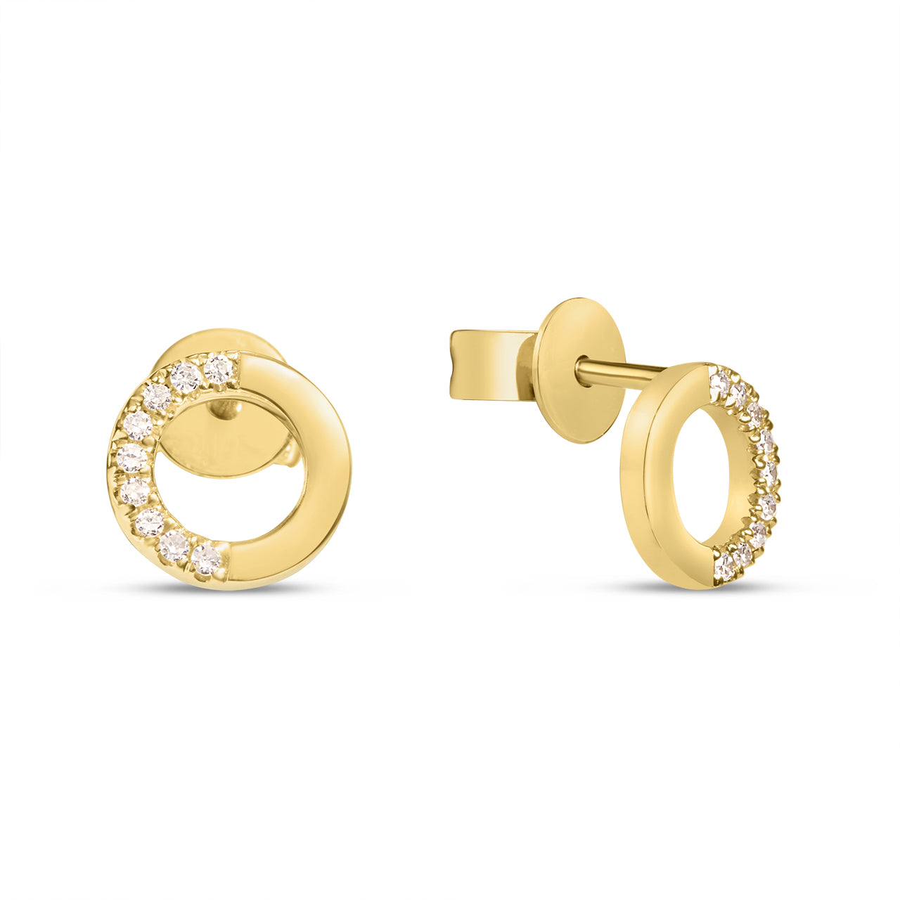 Diamond Open Circle Duet Stud Earring