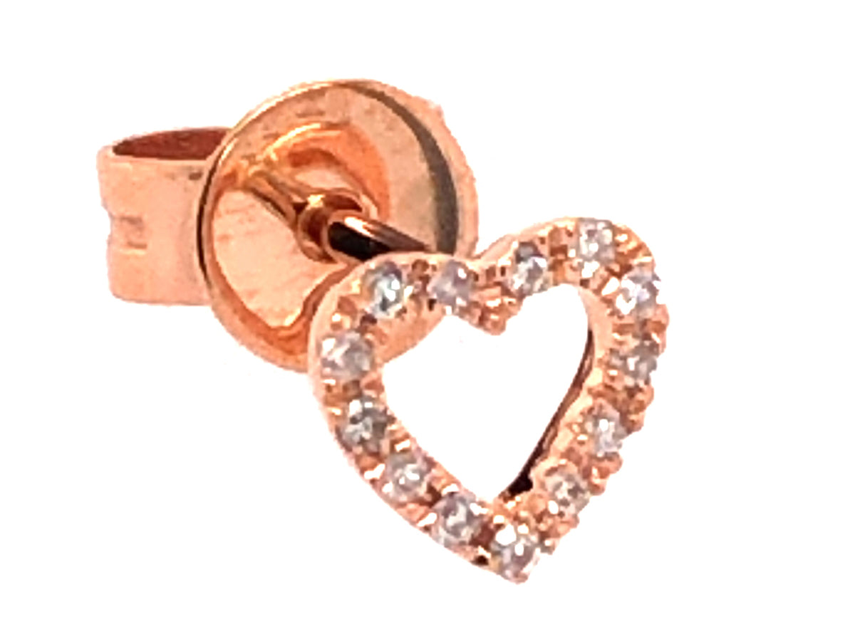SINGLE DIAMOND HEART STUD EARRING