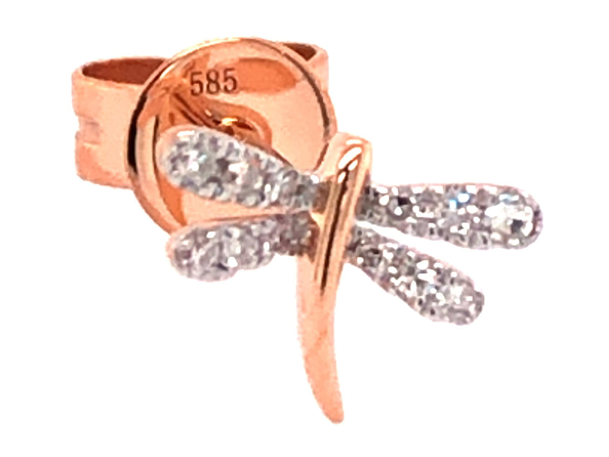 SINGLE DIAMOND DRAGONFLY STUD EARRING