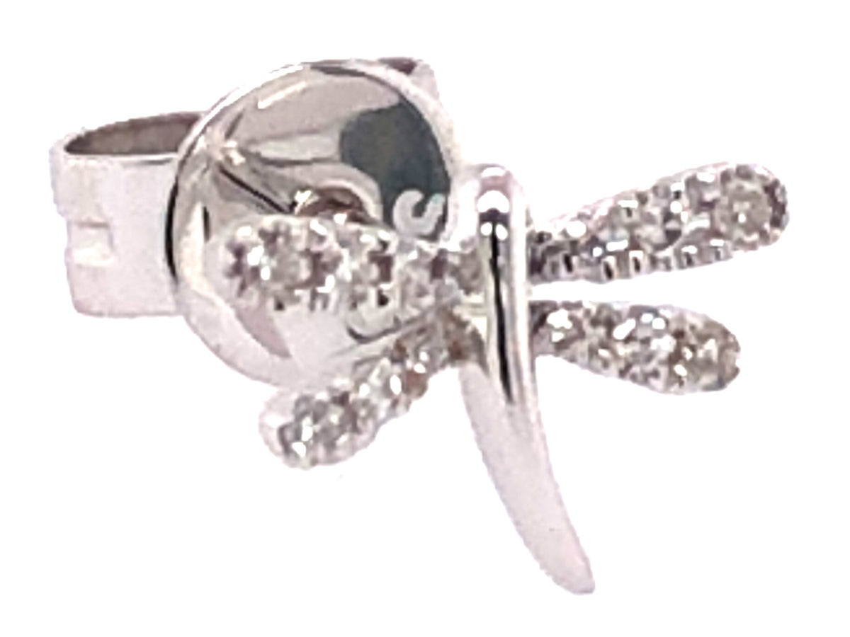 SINGLE DIAMOND DRAGONFLY STUD EARRING