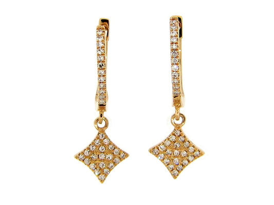 DIAMOND 4 POINT STAR DANGLE EARRING