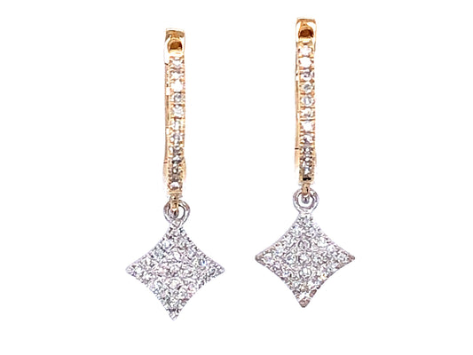 DIAMOND 4 POINT STAR DANGLE EARRING  Two-Tone