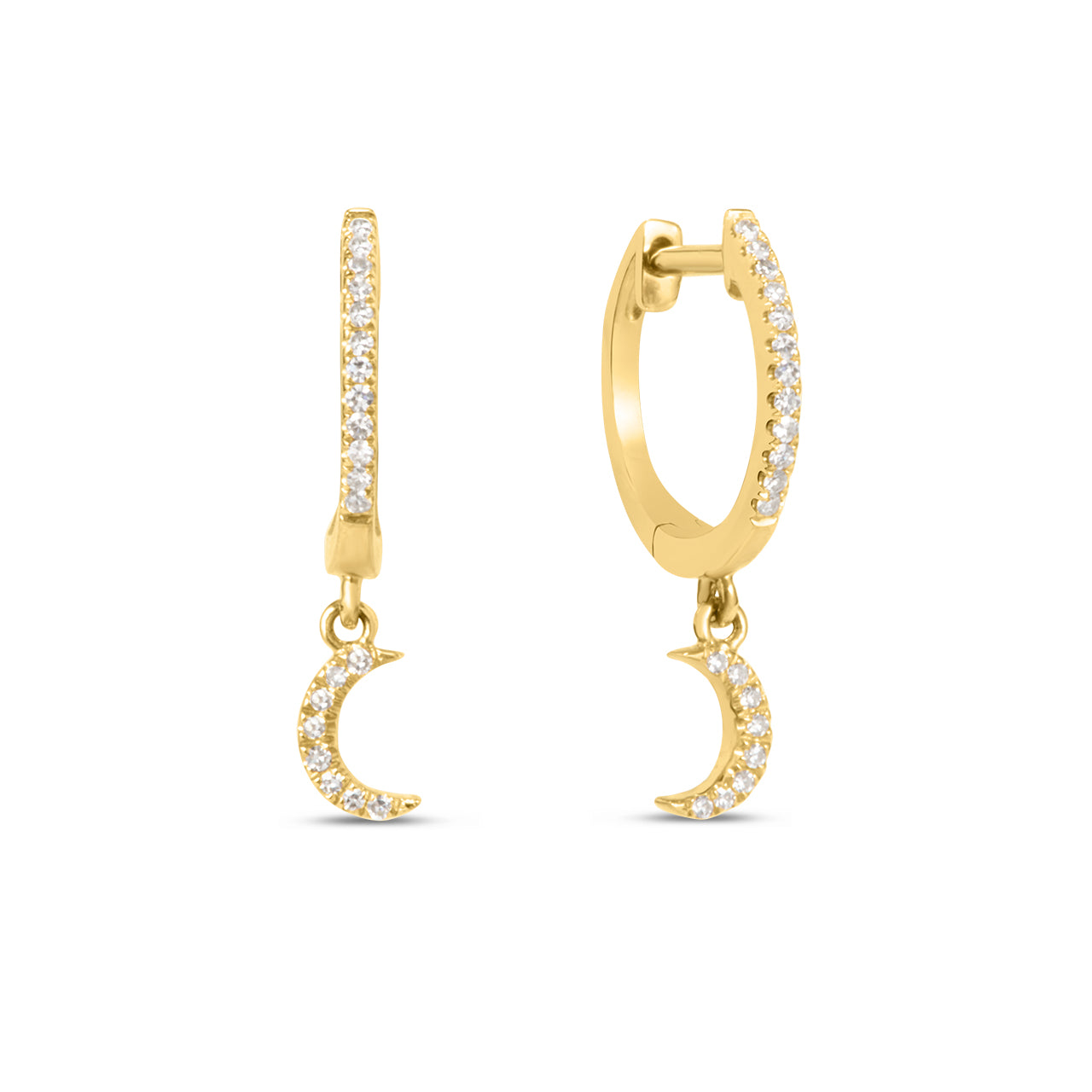 Diamond Moon Dangle Earring