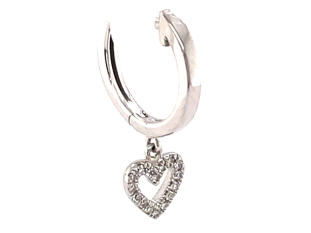 DIAMOND SINGLE HEART DANGLE EARRING
