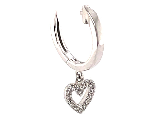 DIAMOND SINGLE HEART DANGLE EARRING