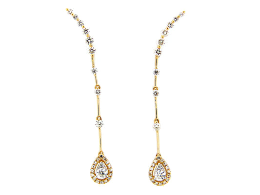 DIAMOND CURVED TOP DROP EARRING, 14KY (N)