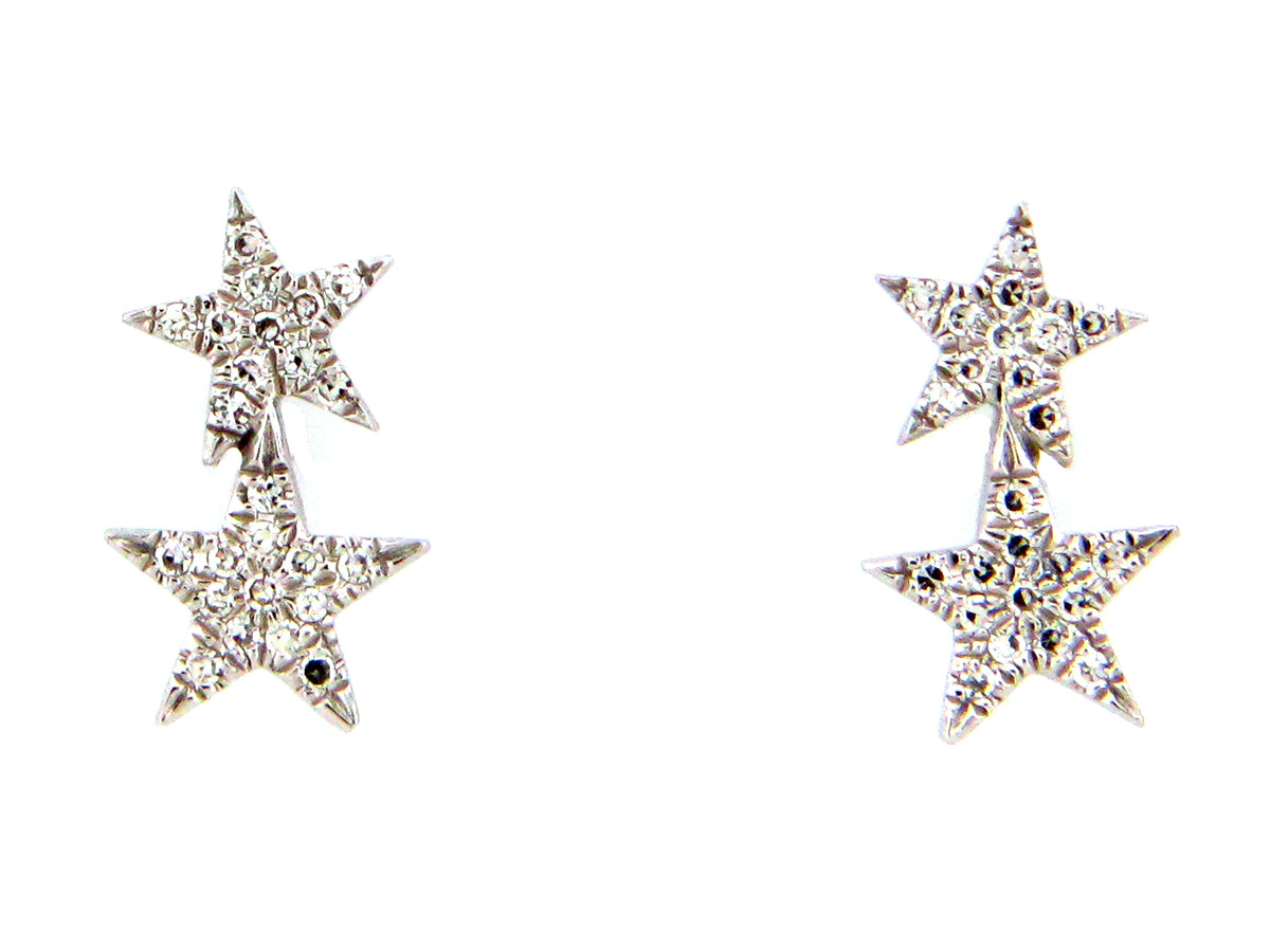 DIAMOND DOUBLE STAR STUD EARRING