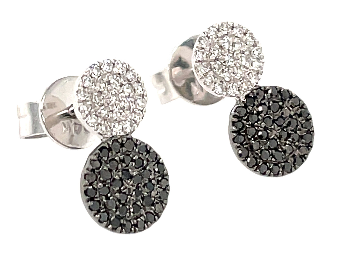 BLACK & WHITE DIAMOND DOUBLE DISC STUD EARRING