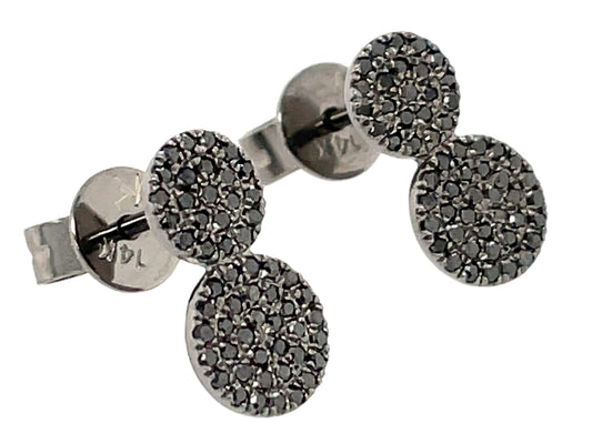 Black Diamond Double Disc Stud Earring, 14k Black Finish (R)