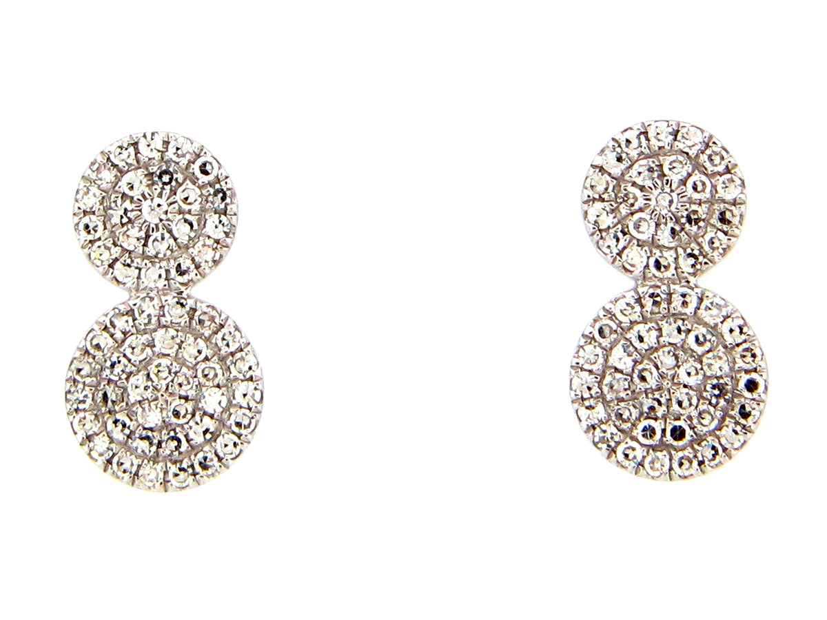 DIAMOND DOUBLE DISC STUD EARRING, 14KW (N)
