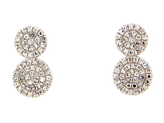 DIAMOND DOUBLE DISC STUD EARRING, 14KW (N)
