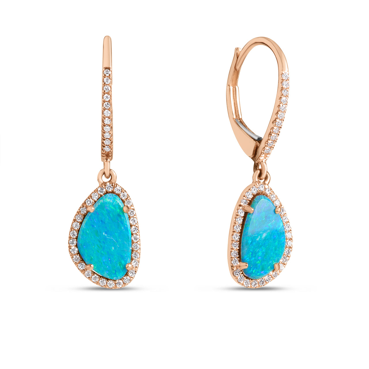 Opal & Diamond Freeform Dangle Earring
