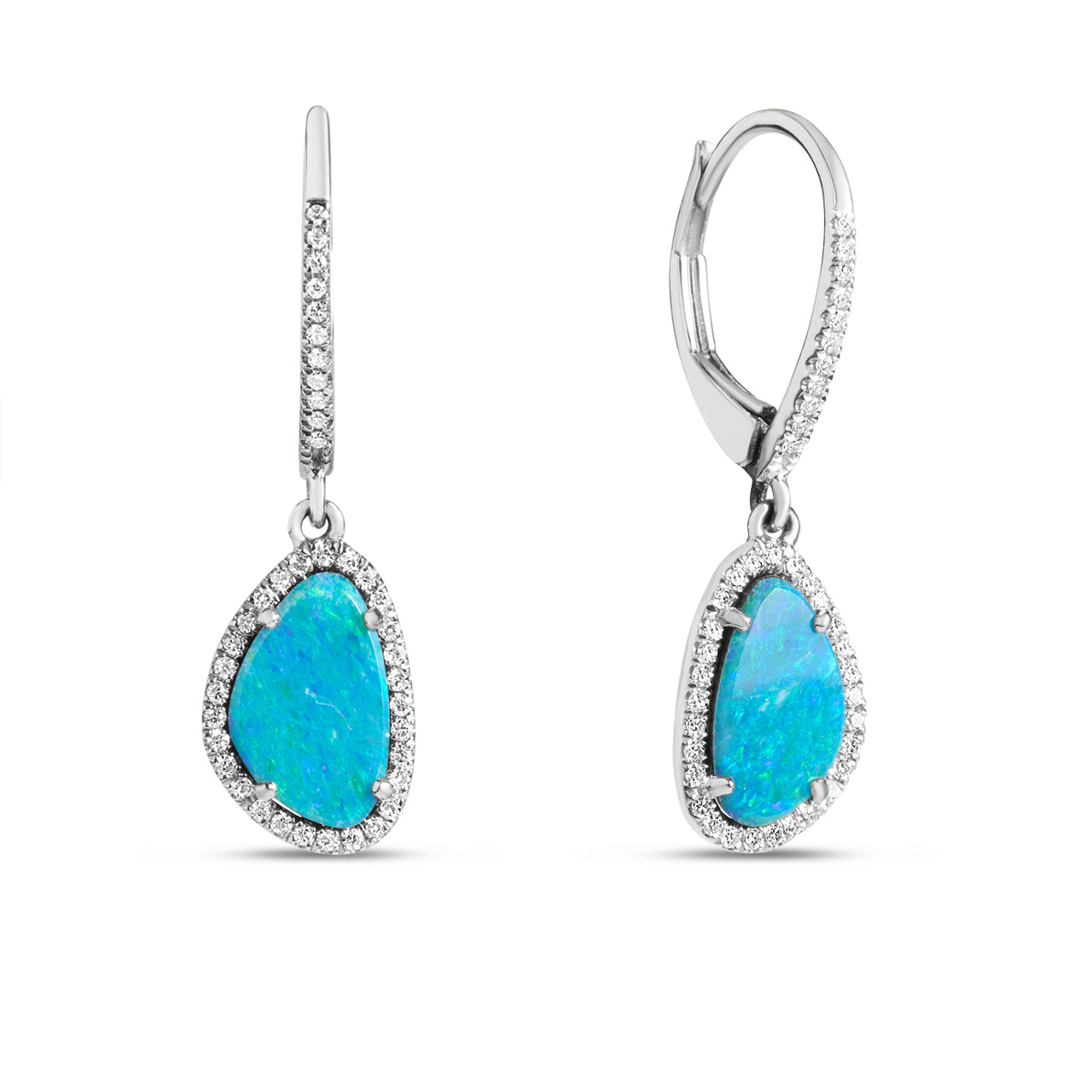Opal & Diamond Freeform Dangle Earring