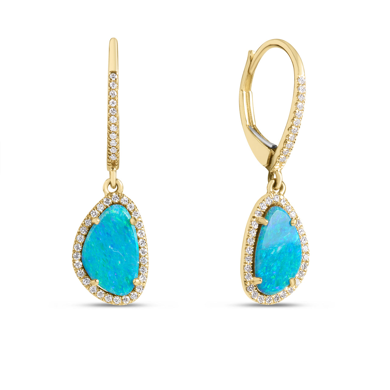 Opal & Diamond Freeform Dangle Earring