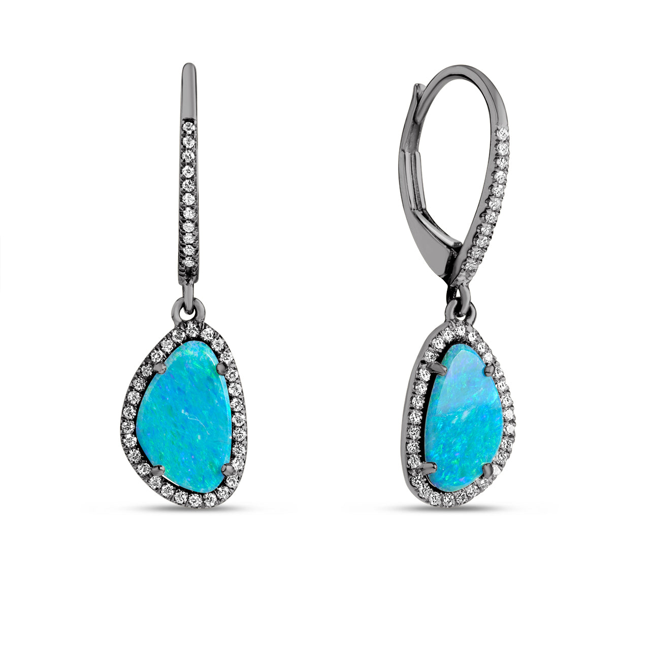Opal & Diamond Freeform Dangle Earring
