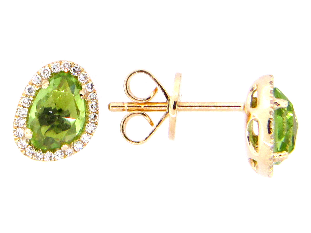 PERIDOT & DIAMOND EARRING, 14KY (N)