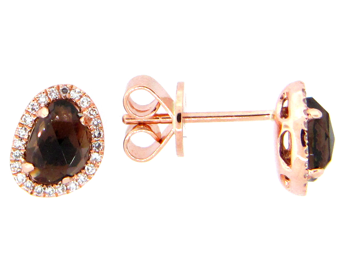 SMOKEY QUARTZ & DIAMOND EARRING